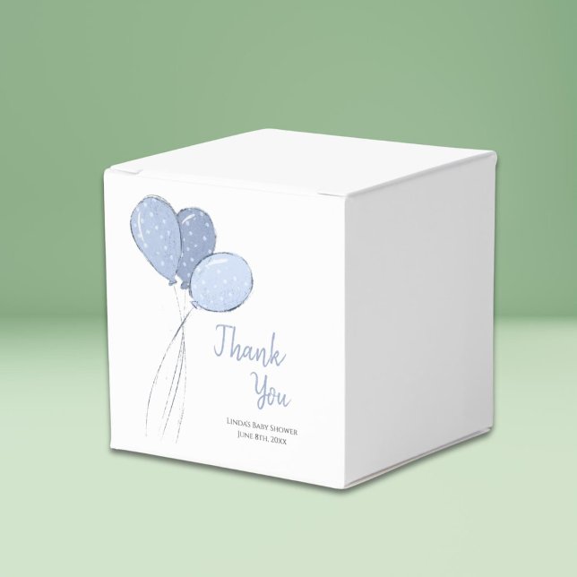Cute Blue Balloons Baby Shower Thank You Favour Box (Creator Uploaded)