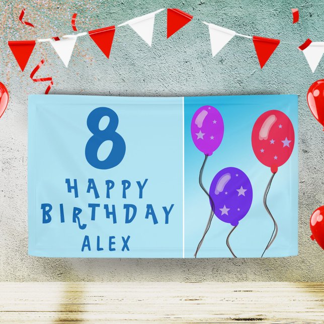 Cute Blue Balloons Kids Birthday Party Banner (Creator Uploaded)