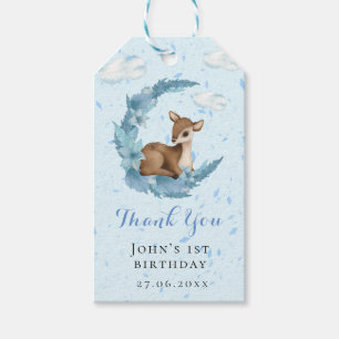 Cute Blue Bambi clouds dust Birthday Thank You Gift Tags