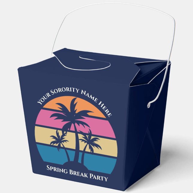 Cute Blue Beach Party Palm Trees Fortune Favour Box (Front)