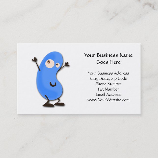 Cute Blue Bean Monster Business Card (Front)