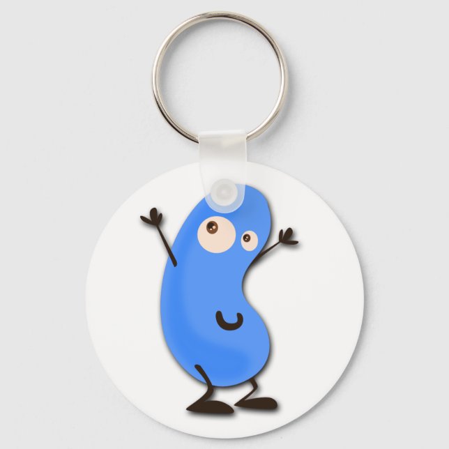 Cute Blue Bean Monster Key Ring (Front)