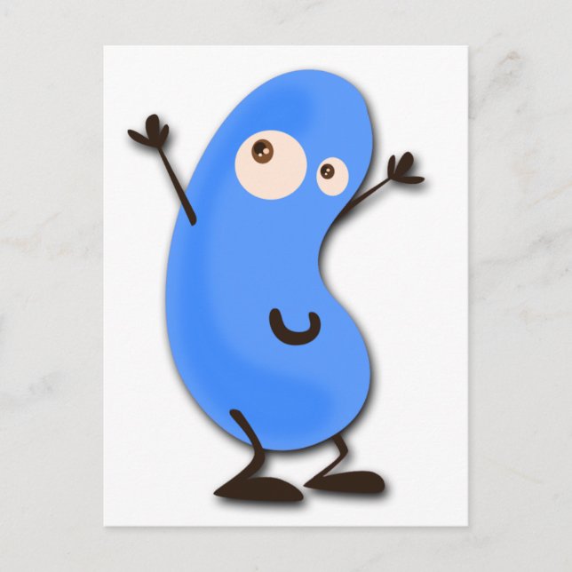 Cute Blue Bean Monster Postcard (Front)