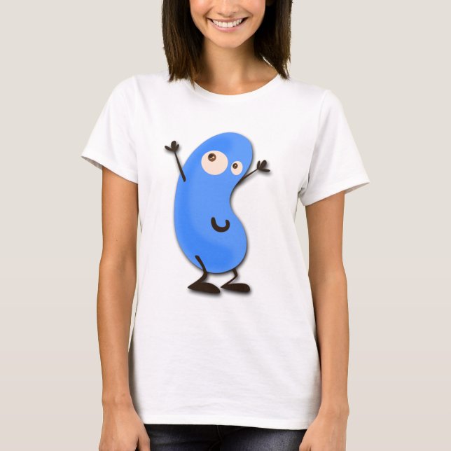 Cute Blue Bean Monster T-Shirt (Front)