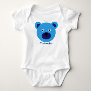Cute Blue Bear Baby Bodysuit