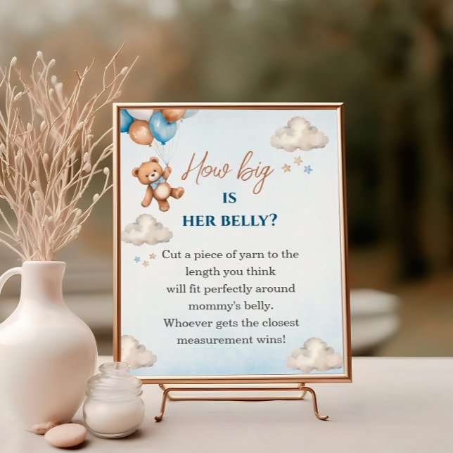 Cute Blue Bear How Big Is Her Belly Shower Game Poster (Creator Uploaded)