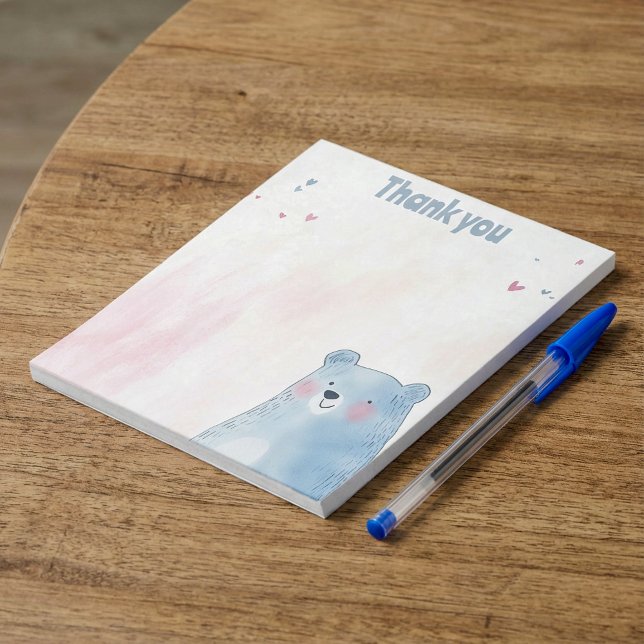 Cute Blue Bear soft pastel background Notepad (Creator Uploaded)