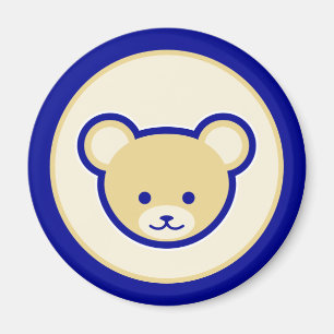 Cute Blue Beige Teddy Bear Cartoon Art Magnet
