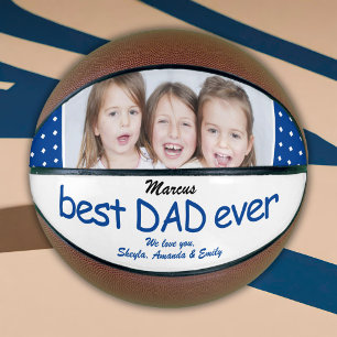 Cute Blue Best Dad Ever Father`s Day Photo  Basketball