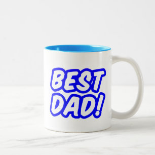 Cute Blue Best Dad Typography Two-Tone Coffee Mug