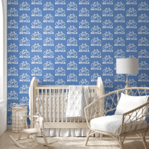 Cute Blue Bicycle Repeat Pattern  Wallpaper