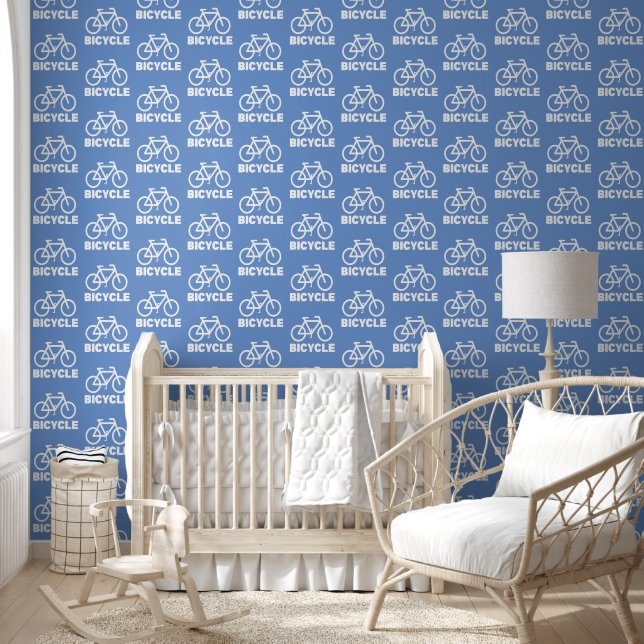 Cute Blue Bicycle Repeat Pattern  Wallpaper (Kids)