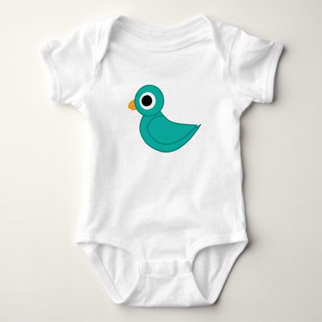 Cute blue bird baby bodysuit (Front)