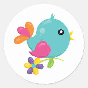 Cute blue bird classic round sticker