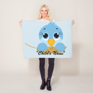 Cute Blue Bird Design Baby Crib Fleece Blanket