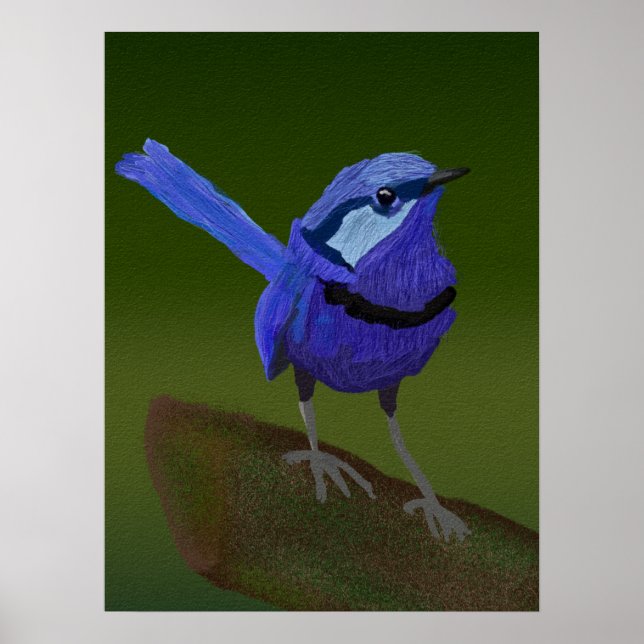 CUTE BLUE BIRD PAINTING  POSTER (Front)