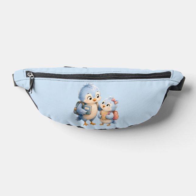 Cute Blue Bird Siblings Belt Bag (Lay Down)