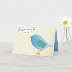 Cute Blue Bird Singing You're Sweet Card