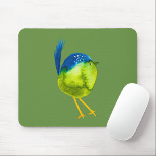 Cute blue bird watercolor mouse mat