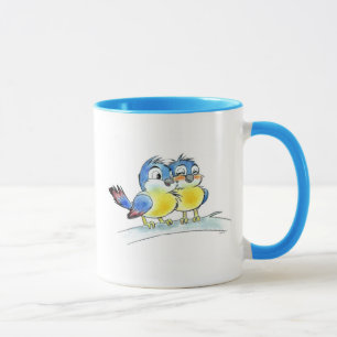 Cute Blue Birds Coloured Pencil Art Mug