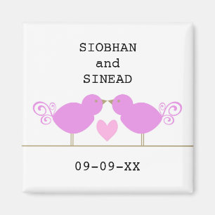 Cute Blue Birds Lesbian Special Date Magnet