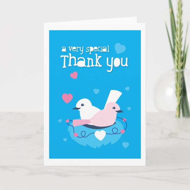 cute blue birds love very special thank you! thank you card (Front)