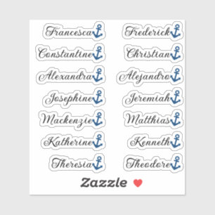 Cute Blue Black Anchor 14 Custom Guest List Names