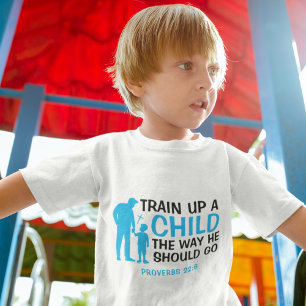 Cute Blue & Black Kids Christian Bible Verse Baby T-Shirt