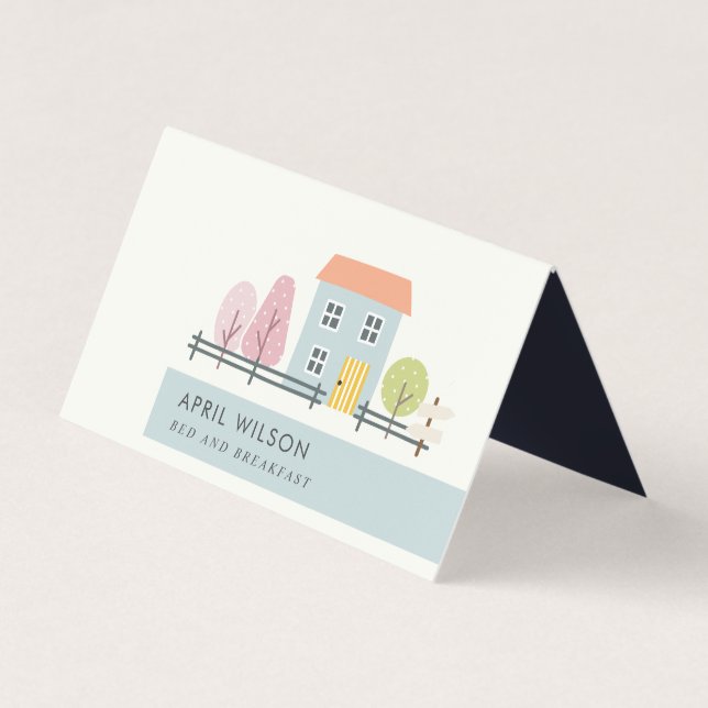 CUTE BLUE BLUSH GARDEN HOME STAY BED & BREAKFAST BUSINESS CARD (Front)