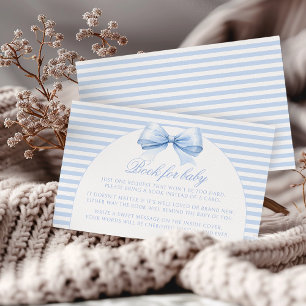 Cute Blue Boho Bow Arch Book for Baby Boy Shower Enclosure Card