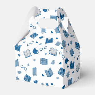 Cute Blue Book and Reading Pattern Favour Box
