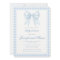 Cute blue bow ribbon baby boy shower invitation