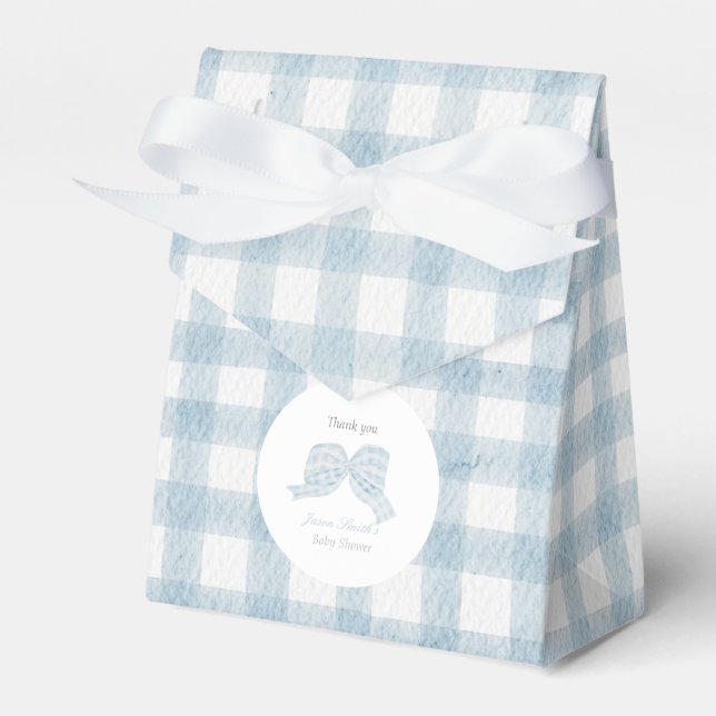 Cute blue bow ribbon baby shower  favour box (Front Side)