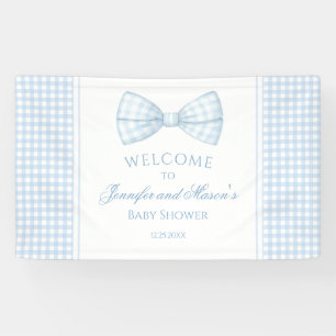 Cute blue bow tie baby boy shower welcome Banner