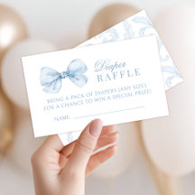 Cute Blue Bow Vintage Baby Boy Diaper Raffle 