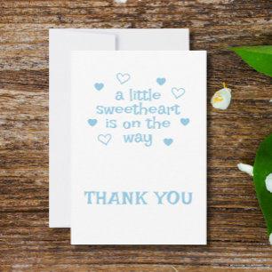 Cute Blue Boy Baby Shower Thank You Flat Card