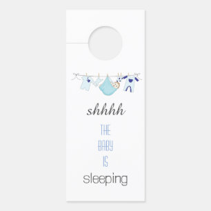 Cute Blue Boy Baby Sleeping Clothesline   Door Hanger
