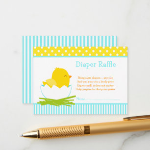 Cute Blue Boy Chick Diaper Raffle Enclosure Card