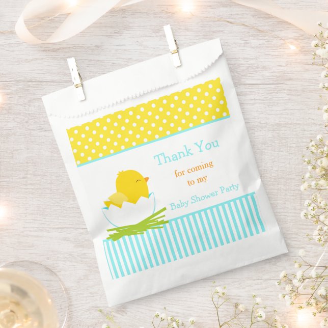 Cute Blue Boy Chick Shower Party Favour Bags (Clipped)