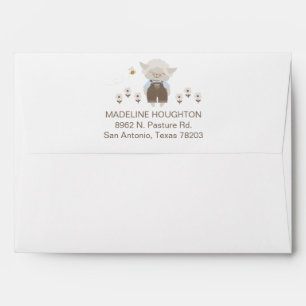 Cute Blue Boy Lamb Animal Baby Shower Envelope