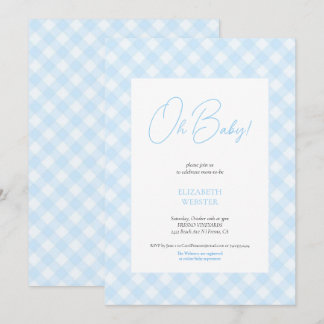 Cute blue boy simple baby shower party invitation
