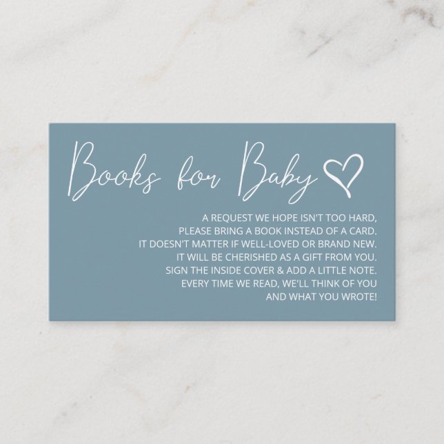 Cute Blue Boys Baby Shower Books Request Enclosure Card (Front)