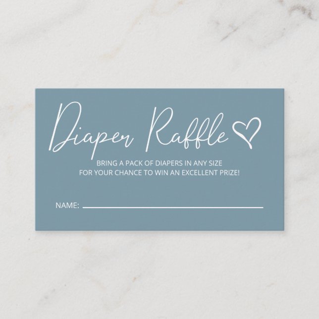 Cute Blue Boys Baby Shower Diaper Raffle Enclosure Card (Front)