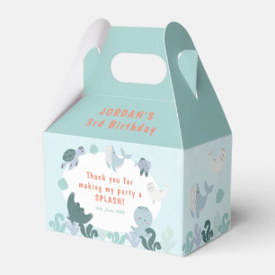 Cute Blue Boys Under The Sea Watercolor Birthday Favour Box
