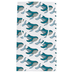 Cute Blue Boys Whale Small Gift Bag