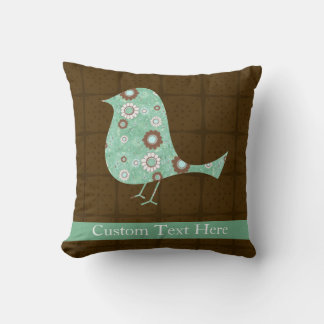 Cute Blue/Brown Pattern Bird Cushion