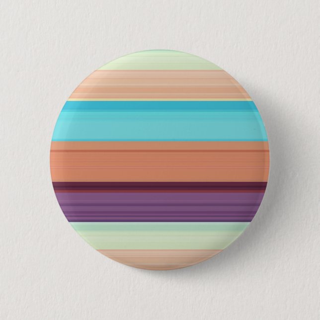 Cute blue brown stripes  6 cm round badge (Front)
