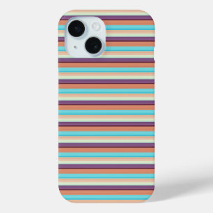 Cute blue brown stripes iPhone 15 case