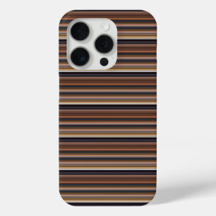 Cute blue brown stripes iPhone 15 pro case