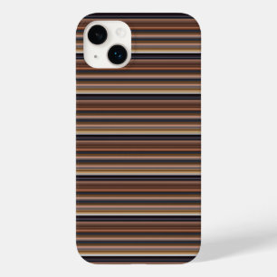 Cute blue brown stripes Case-Mate iPhone 14 plus case